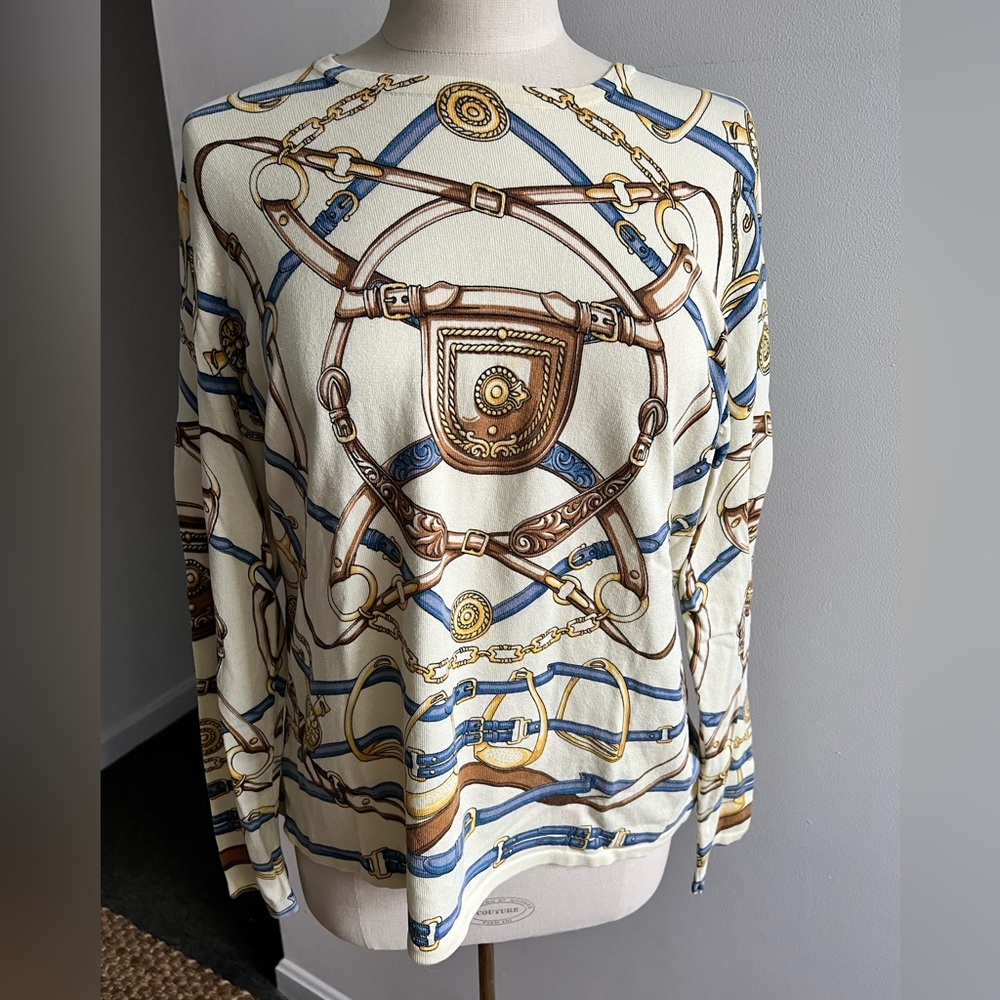 J. McLaughlin Cotton Modal Equestrian Sweater Size XL